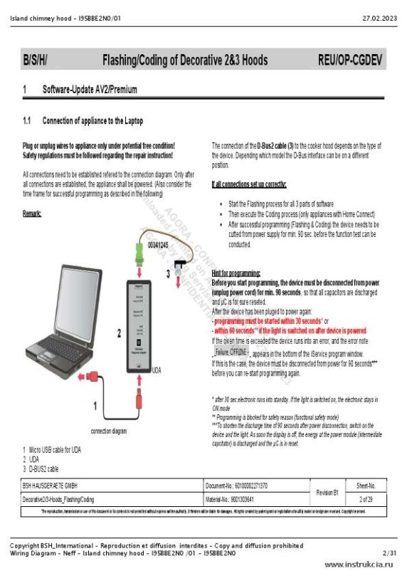 Сервисная инструкция NEFF I95BBE2N0, 01, WIRING DIAGRAM - ISLAND CHIMNEY HOOD